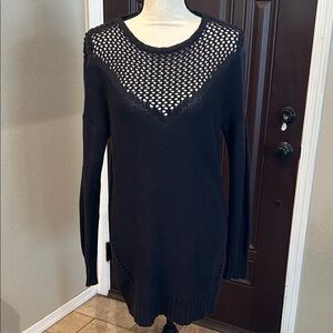 Roxy Dark Open Knit Long Beachy Sweater